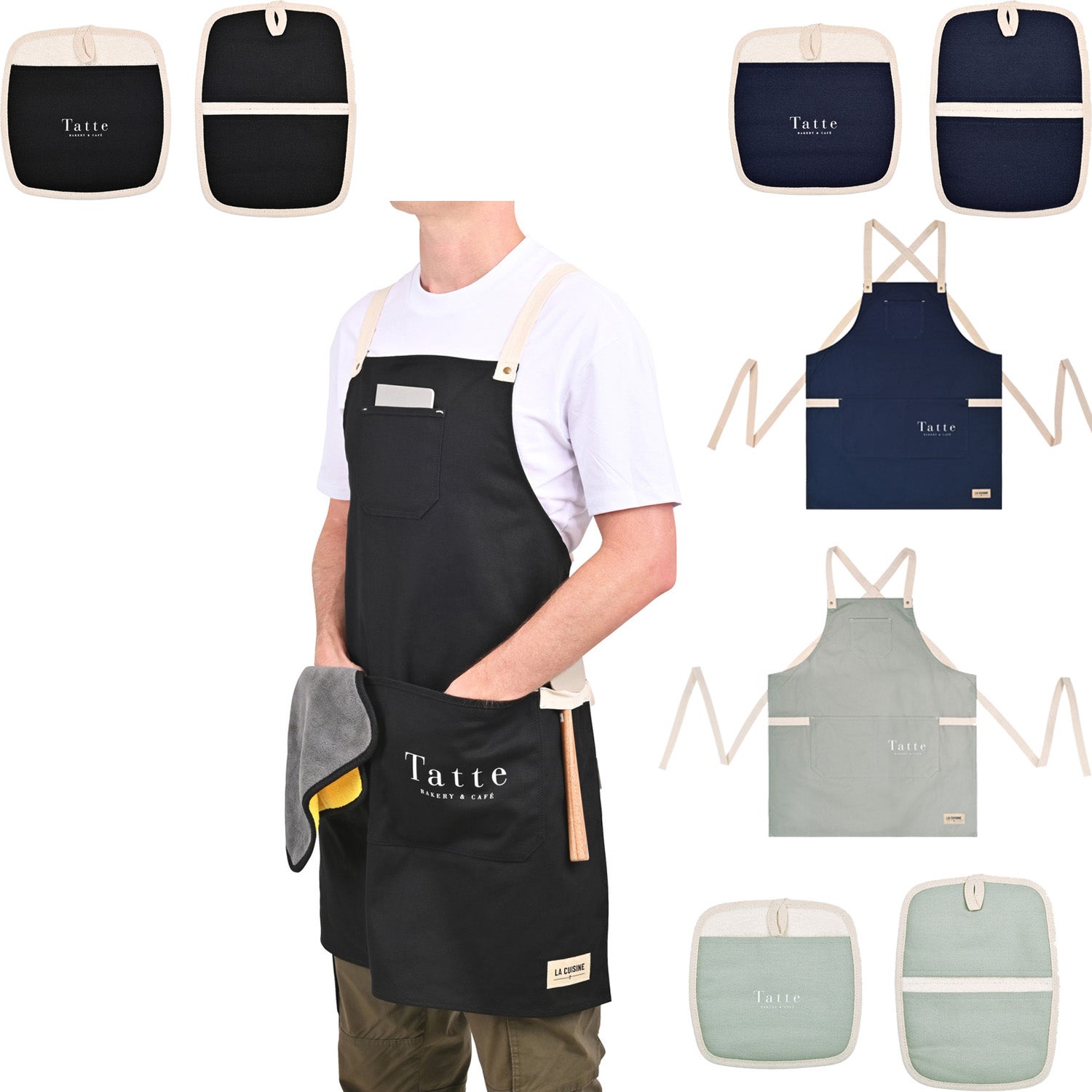 Custom La Cuisine 100 Cotton Apron & Potholder Set Eco Promotional